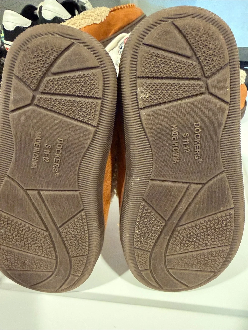Dockers Kids Brown Faux-Sherpa Moccasin Slippers